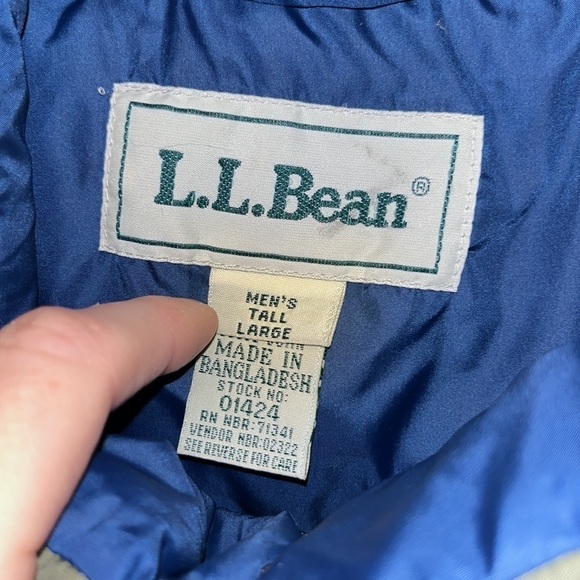 Army Green LL Bean, Goose Down Snap Close Puffer Vest Men’s Size Large Tall - Picture 8 of 13